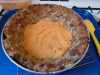 First layer, sweet potatoes, mashed with some butter, lemon juice, salt and pepper