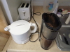 Heating water (205 deg. F), grinding coffee in my old crappy burr grinder