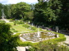 Outside view of garden and fountain